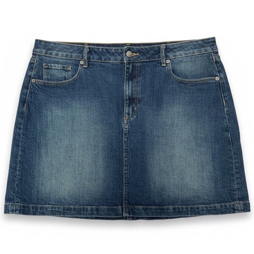 LOFT Denim Mini Skirt Size 14 Blue Stretch Jean Skirt Casual Y2K Summer